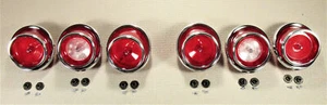 1965 CHEVROLET IMPALA TAIL LAMP LIGHT LENS & HI-SHINE CHROME TRIM RING BEZEL SET - Picture 1 of 7