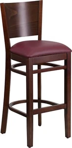 Flash Wood Restaurant Bar Stool, Burgundy, Walnut - XU-DG-W0094BAR-WAL-BURV-GG - Picture 1 of 1
