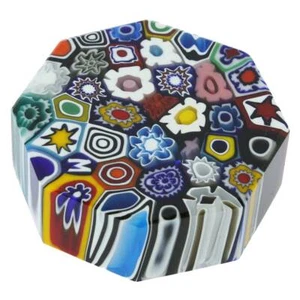 GlassOfVenice Murano Glass Millefiori Octagonal Paperweight - Medium - Picture 1 of 5