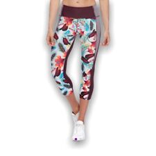 Body Glove Maroon & Blue Floral Mixed Print Roam Capri leggings