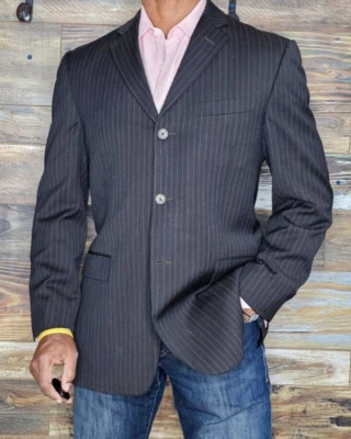 Burberry London Wool Brown Striped Double Vented Blazer Sport 41R *EXCELLENT* - Image 1 of 4