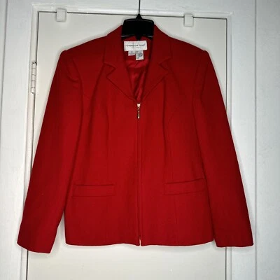 Fundamental Things Women Red Blazer Petite Size 12 100% Wool - Image 1 of 4