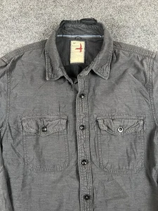 Relwen Button Up Shirt Mens M Long Sleeve Cotton Gray Flap Pockets Workshirt - Picture 1 of 12