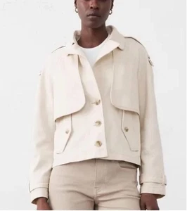 Neu mit Etikett kurze Damen-Trenchjacke creme hellbraun ecru Banana Republic Größe S Denim - Bild 1 von 5