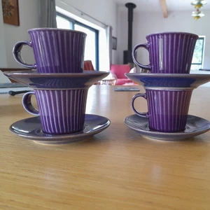 Denby Storm Plum Purple Espresso Cup and Saucer x4 VGC - Picture 1 of 19