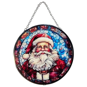 Babbo Natale Vetro Colorato 6 Pollici Prendisole - Decorazione Finestra Festiva - Foto 1 di 7