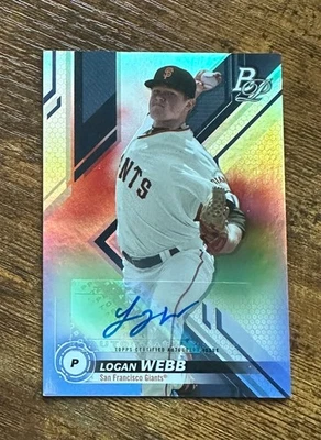 2019 Bowman Platinum Top Prospect Autographs #TOP30 Logan Webb X15222 - Image 1 of 2