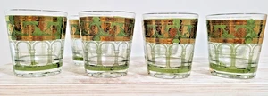 Juego De 7 Vasos MCM cera Uvas Doradas Columnas Verdes Doble Rocas - Imagen 1 de 8