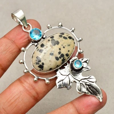 Ciondolo gioiello fatto a mano in argento sterling 925 con pietra diaspro... - Immagine 1 di 4