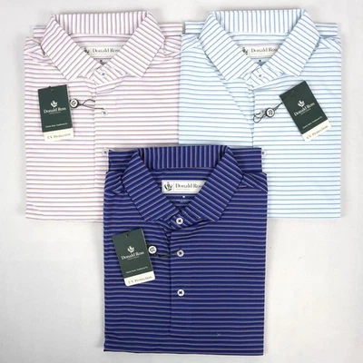 Donald Ross Cruz Short Sleeve Polo Tops In Blue/White/Orange - Size M Lot of 3 - Image 1 of 4