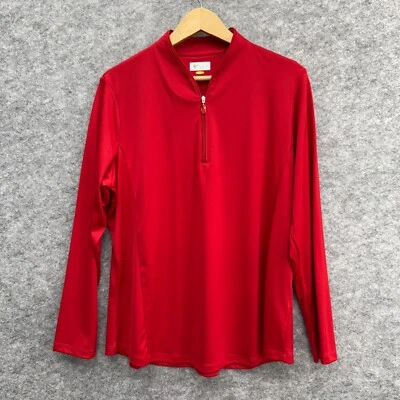 Greg Norman Play Dry Women's Top Activewear Tennis Golf, 1/4 Zip, Red, Size XXL - Image 1 of 4