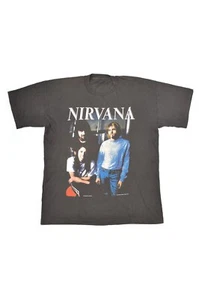 Rare Print Vintage Nirvana 1998 1999 Graphic T-Shirt Tee Kurt Cobain Size L (?) - Picture 1 of 12