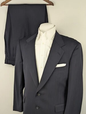 VINTAGE Stafford Executive Wool Suit Mens 43R Jacket 38x30 Pants Blue Pinstripe - Image 1 of 4