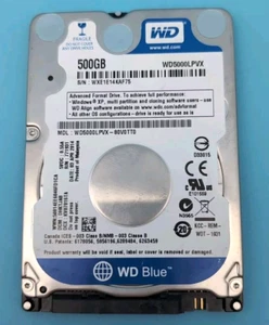 Western Digital 500GB SATA 2.5" 5400RPM HDD Hard Disk Drive WD5000LPVX-80V0TT0 - Picture 1 of 5