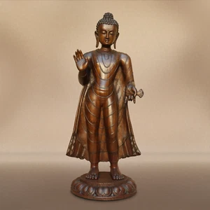 Buddha Maitreya Statue Nepal Art Woodcarving Future Buddha - Picture 1 of 7