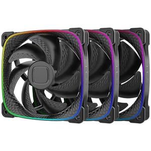 3x - Geometric Future - Squarma 2503 - RGB PWM - 120mm PC Gehäuse Lüfter schwarz - Bild 1 von 6