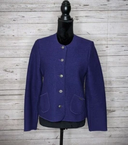 Geiger of Austria Pure New Wool Violet Button Front Blazer Women's 38 - Picture 1 of 8