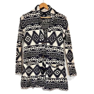 Cárdigan plumero suéter azul blanco Chaps cierre de palanca pequeño suroeste Foto 1 de 4