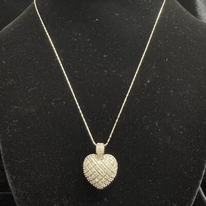 COLLAR COLGANTE PLATA ESTERLINA - ZAFIRO BLANCO CORAZÓN HINCHADO - Imagen 1 de 7