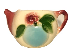 Vintage Ceramic Teapot Blue Plum Flower Wall Pocket Planter - Picture 1 of 4