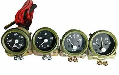 Gauges Kit- Temp Amp Oil pr Fuel Fits 12V Willys Jeep FD M38 1952 - Image 1 of 2
