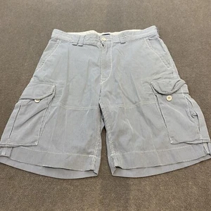 Vintage Polo Ralph Lauren Cargo Shorts Mens 35 Blue Pinstripe 90's Logo Casual - Picture 1 of 11