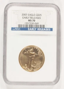 2007 1/2 Oz. G$25 Gold American Eagle Graded by NGC as MS70 Early Releases - Picture 1 of 2