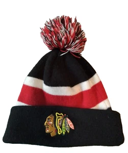 CCM 1947 Knit Hat Adult Blackhawks Winter NHL Knit Cap Tassle - Picture 1 of 6