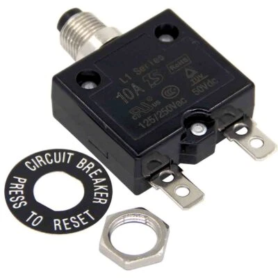 MUELLERSTAR NEW 10 Amp Push Button Thermal Circuit Breaker 12-50V DC 125-250V Volt AC 10A