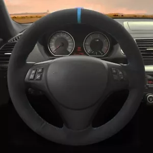 BMW Suede Alcantara Steering Wheel Cover M3 E90 E91 E92 E93 E87 E81 E82 E88 X1 - Picture 1 of 2