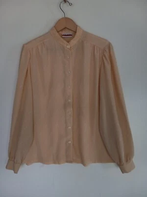 Blusa Top Judy Bond Vintage Amarilla Manga Larga Botón Frontal Sedosa Secretaria Foto 1 de 3