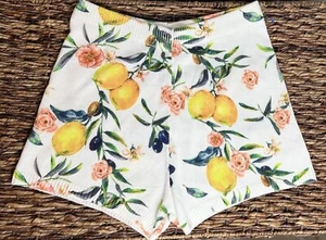 Papaya White Lemon Print Knit Shorts L - Picture 1 of 4