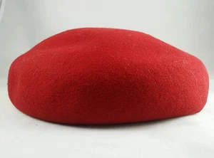 1920's Merrimac Austelle Beret Hat Red 94% Wool 6% Casein Fibre Women USA VTG - Picture 1 of 5