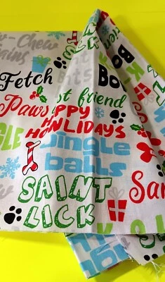 Tela navideña - Santa lame (palabras navideñas) - cuarto de grasa - C-620-B Foto 1 de 4