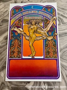 Póster de concierto firmado original de los Rolling Stones 1969 gira David Byrd Altamont excelente casi nuevo - Imagen 1 de 6