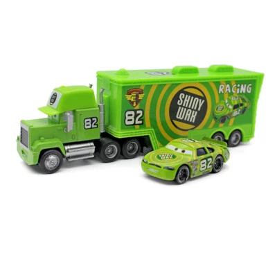 Set of 2 Disney Pixar Cars NO.82 Shiny Wax & Mack Hauler Truck Diecast Model Toy - Image 1 of 4