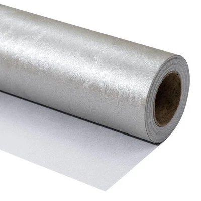 "Papel de envolver de lujo en relieve rosa brillo perla plata 17"" x 32,8 pies"  Foto 1 de 3