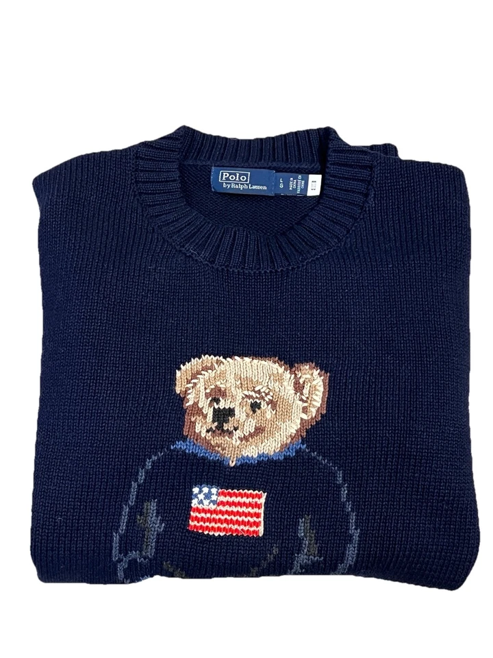 Polo Ralph Lauren Algodón Lino Polo Oso Bandera Suéter Mujer Talla Grande Azul Marino Foto 1 de 4