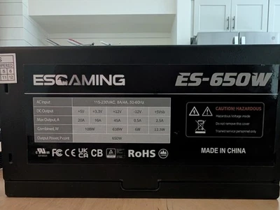 ESGAMING 650W PSU - Non-Modular ATX Power Supply with Auto-Thermally Controlled  - Image 1 of 4