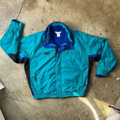 Vintage Columbia Sportswear Jacket Teal Blue Fleece Lined 90s Ski Coat Men’s XL - Image 1 of 4