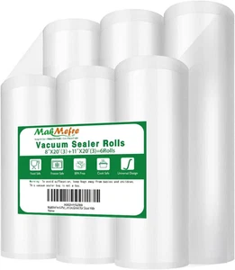 6 Stück 8 Zoll x 20 Fuß (3 Rollen) und 11 Zoll x 20 Fuß (3 Rollen) Vakuumierbeutel Rollen für Lebensmittel, Com - Bild 1 von 12