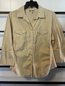 Hester Orchard Women's XL, Tan, Button down shirt, D5 - Picture 1 of 10