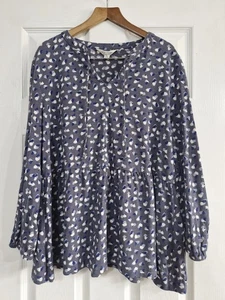 Seasalt Cornwall Far Cloud Top Ladies Grey 3/4 Sleeve Top Size 14 Casual Travel - Picture 1 of 5
