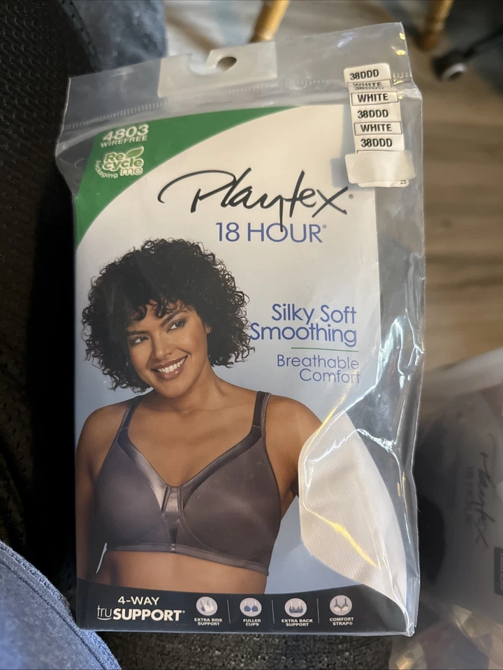 Sujetador Playtex 18 Hour 38DDD Suave Sedoso Sin Alambres 4803 Blanco Foto 1 de 1