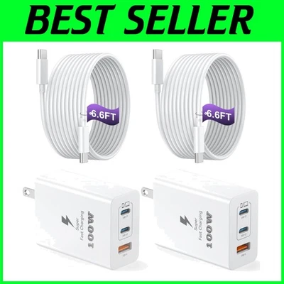 3-Port Fast Charger Adapter with 6.6ft USB C Cable [2 Pack] - Image 1 of 4