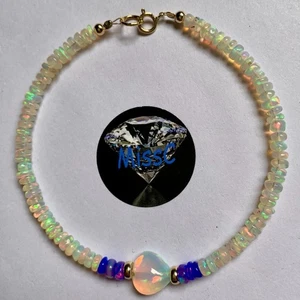 9CT GOLD ETHIOPIAN NATURAL FIRE OPAL BRACELET WITH HEART CABOCHON HANDMADE IN UK - Picture 1 of 10