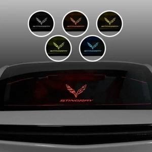 Corvette Logo Stingray RED Lighted Deflector WindRestrictor® For 14-19 C7 Coupe - Picture 1 of 6