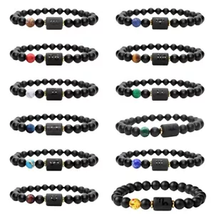 Healing Chakra Opaco Onice Costellazione Elasticizzato Bracciali Portafortuna per Donna Uomo - Foto 1 di 26