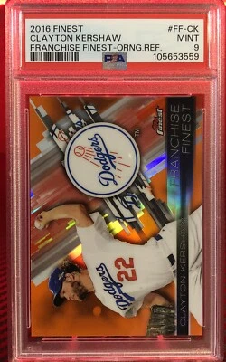 2016 Finest Franchise Finest Clayton Kershaw Orange Refractor /25. PSA 9 MINT! - Image 1 of 2