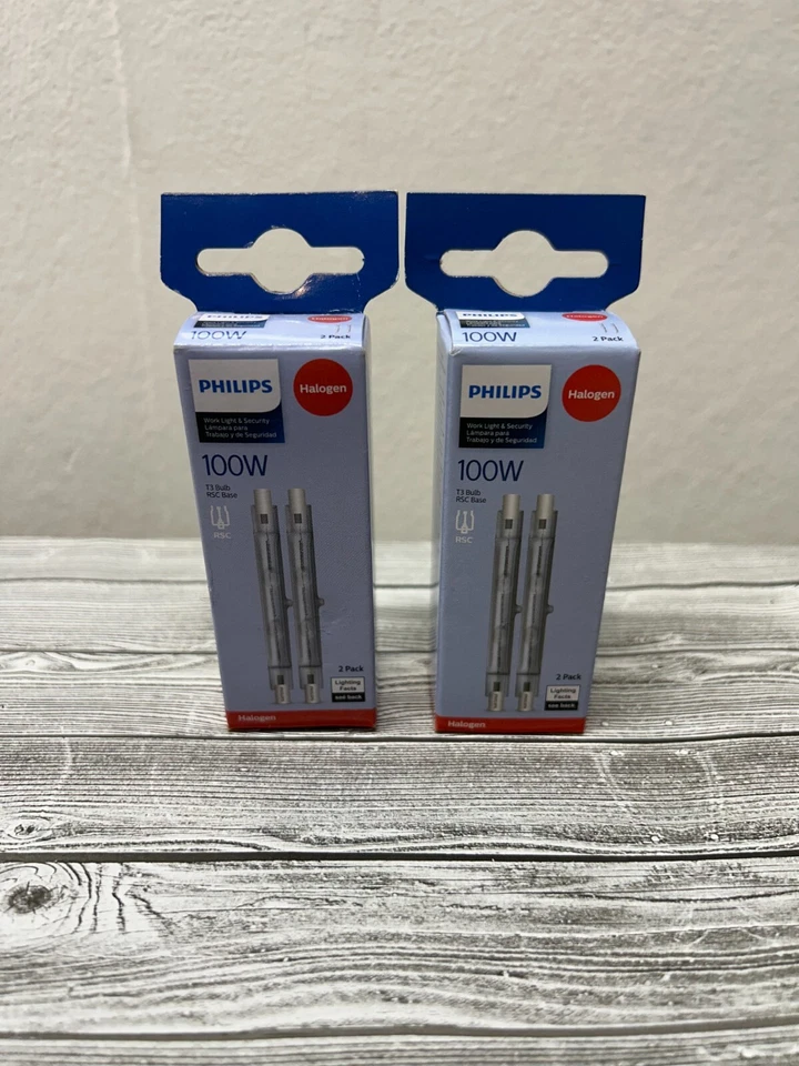 2 Packs - Philips T3 100W Work Light & Security Bulbs RSC Base -(2 Per Pack) NIB - Image 1 of 2